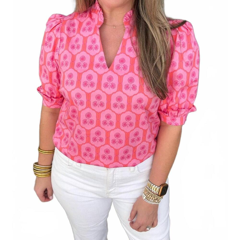 NEW MARY SQUARE colette rosette charm top in pink